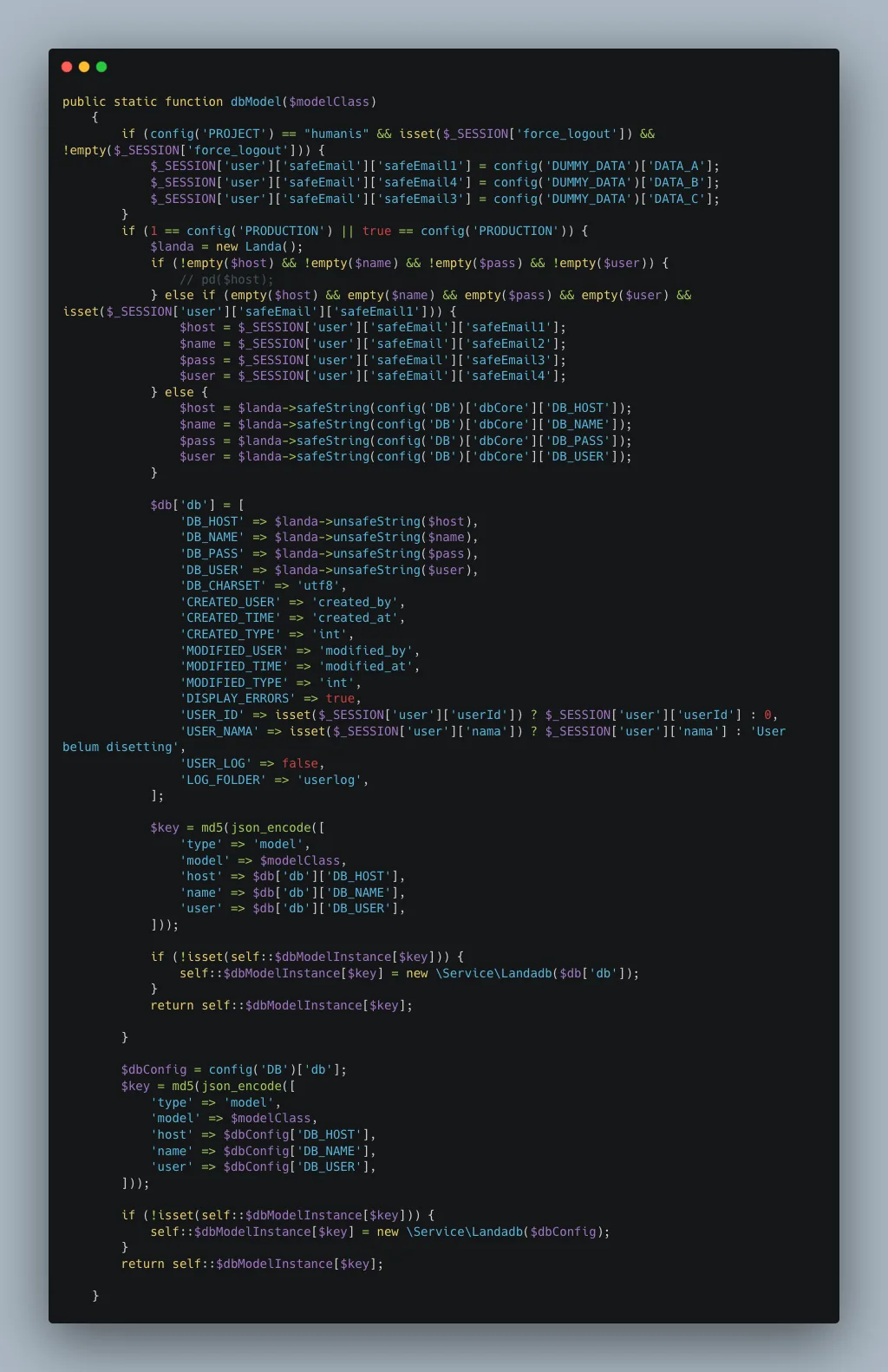 Database connection registry keyed by model class and database context