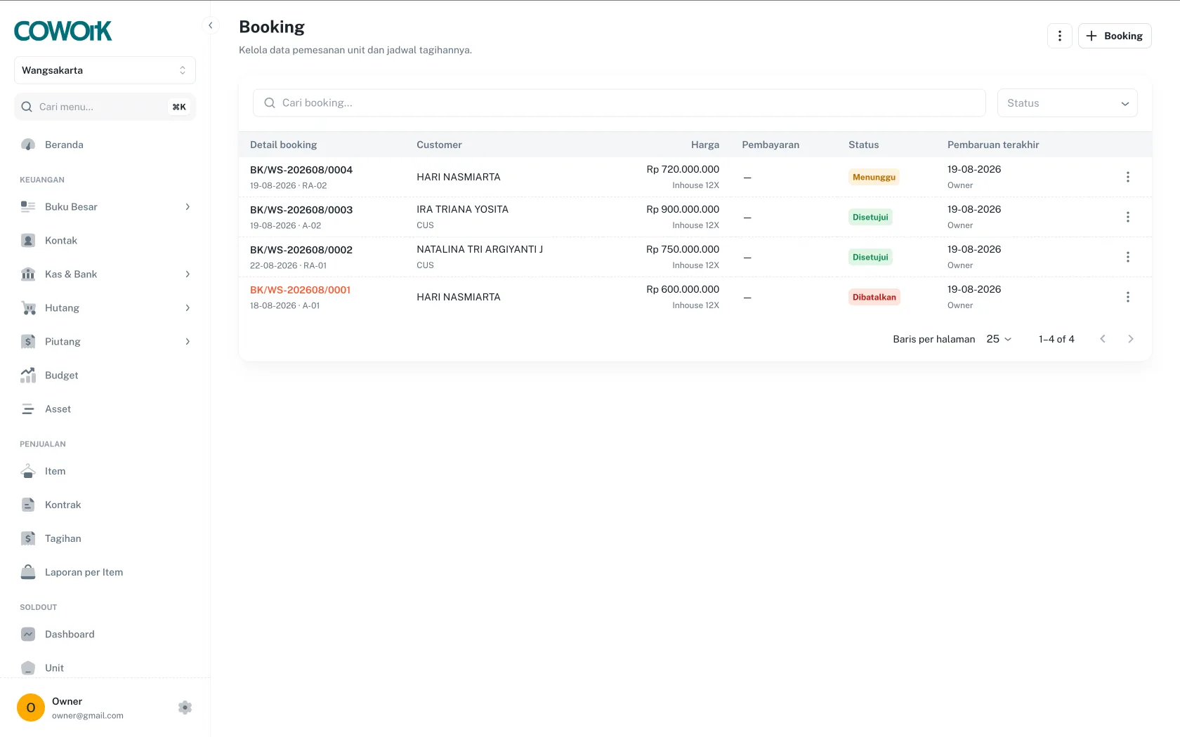 Soldout booking workflow
